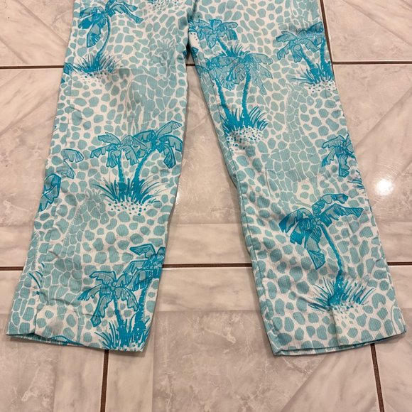 Lilly Pulitzer Aqua Palm Wide Leg Pants - Picture 3 of 9